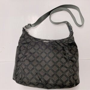 Bagallini Dark Gray Window Pane Print Nylon Medium Bag